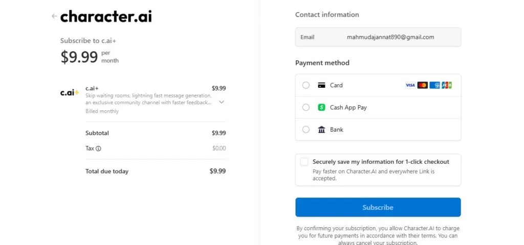 Character AI Pricing